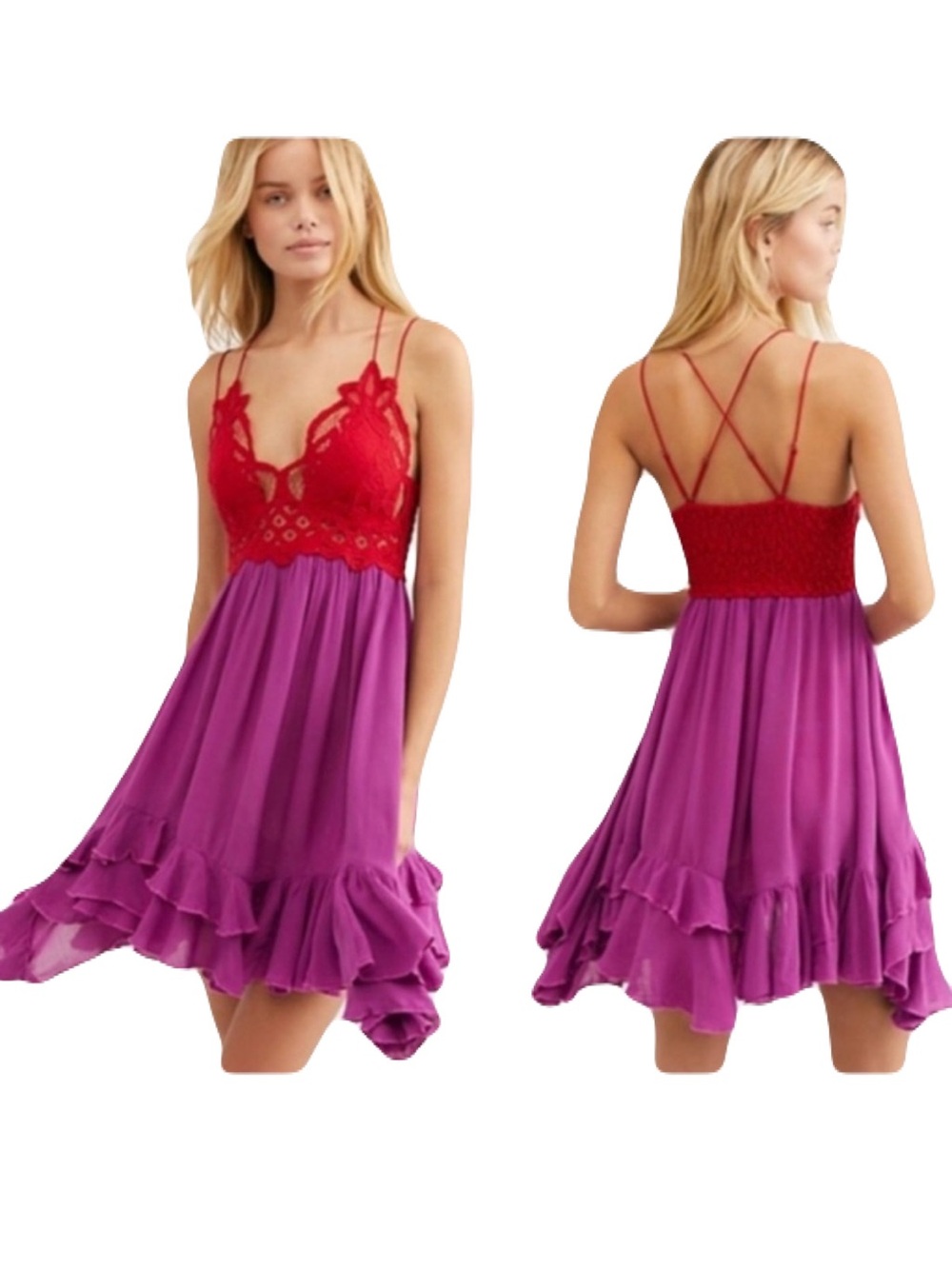 Free People Boho Crochet Tiered Sun Dress XS